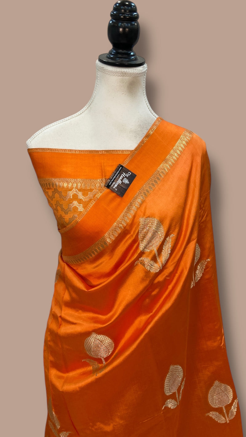 Pure Mango Silk Banarasi Handloom Saree - The Handlooms