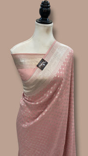 Pure Georgette Linen Banarasi Handloom Saree - The Handlooms