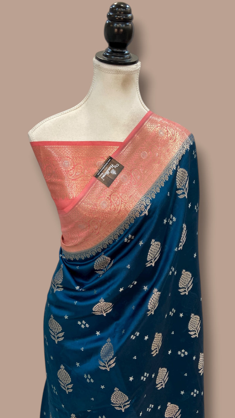 Pure Chiniya Silk Khaddi Handloom Banarasi Saree - The Handlooms