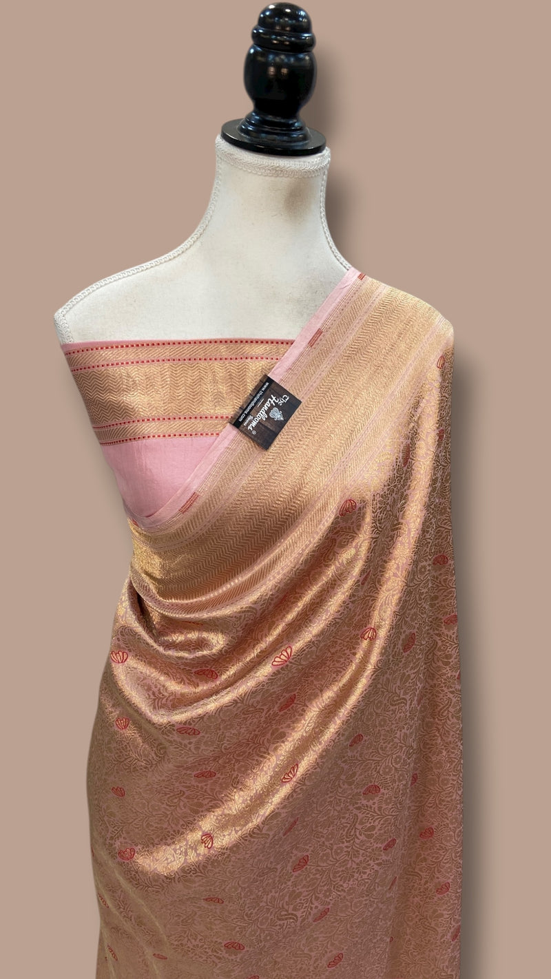 Regal Pure Katan Silk Banarasi Saree – Handwoven Tanchui Brocade with Meenakari Work - The Handlooms
