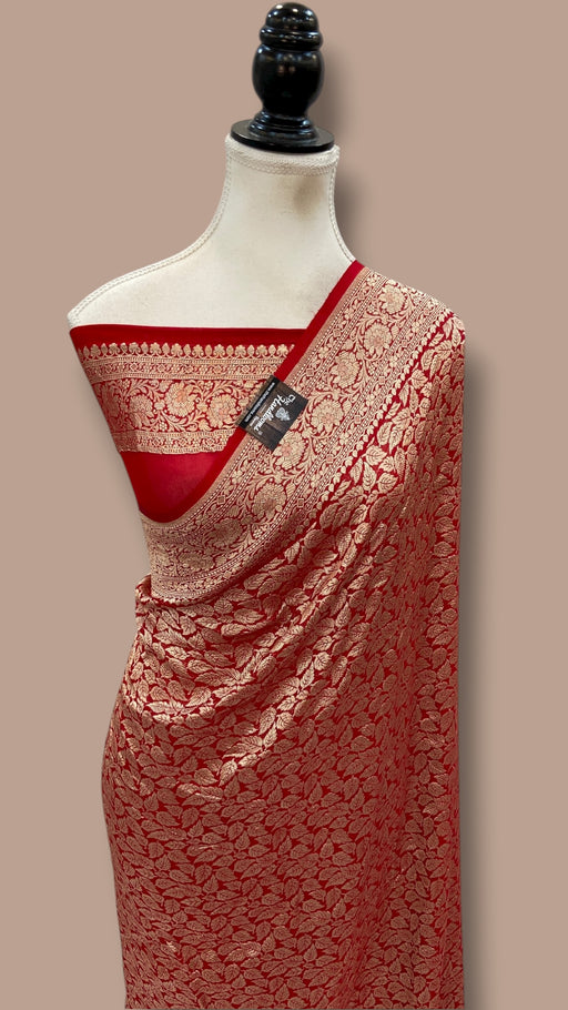 Khaddi Georgette Handloom Banarasi Saree - Tanchui Brocade - The Handlooms