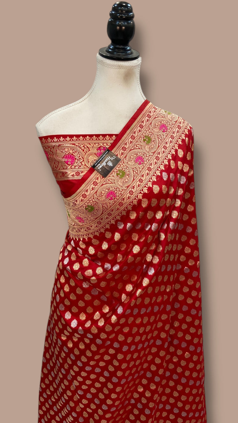 Pure Katan Silk Banarasi Handloom Saree - All Over Sona Roopa Jaal Work