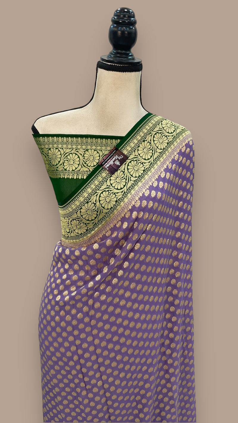 Pure Khaddi Georgette Banarasi Saree -  Gold zari - The Handlooms