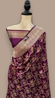Pure Katan Silk Banarasi Handloom Saree - All over Jaal work - With Meenakari - The Handlooms