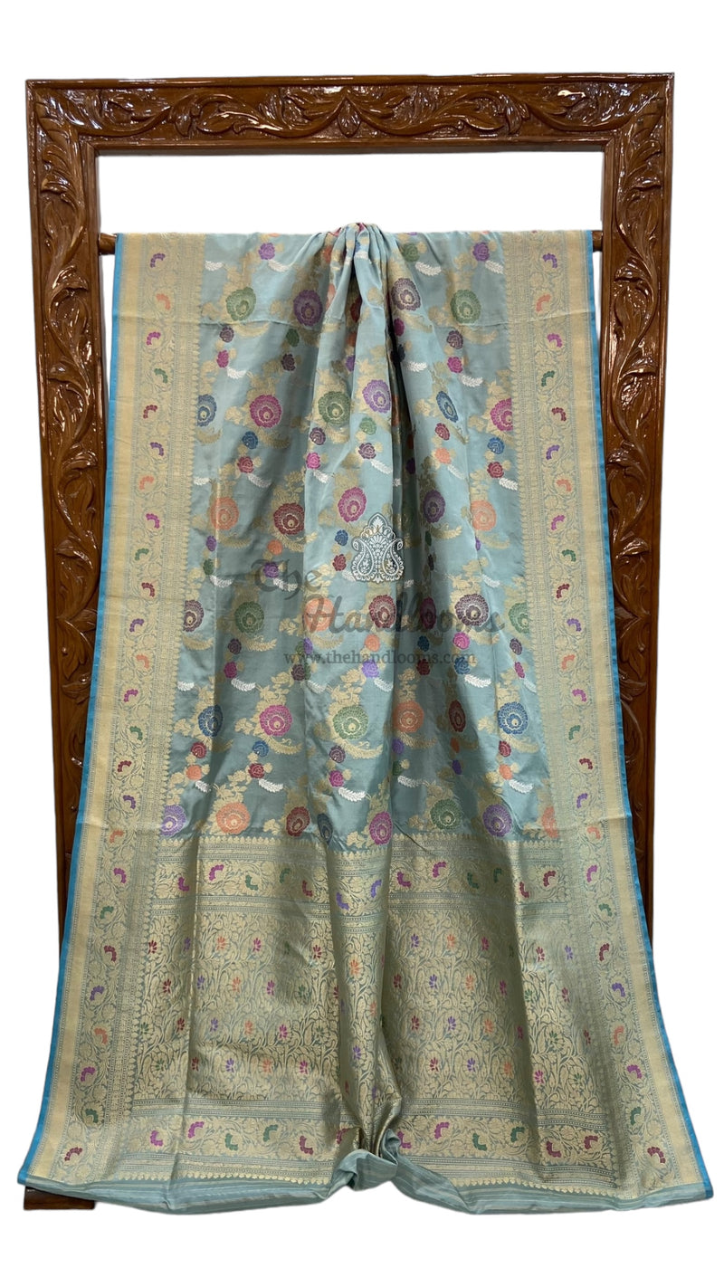 Pure Katan Silk Banarasi Handloom Saree - All over Sona Roopa kadiyal Jaal work - The Handlooms