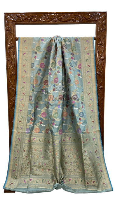 Pure Katan Silk Banarasi Handloom Saree - All over Sona Roopa kadiyal Jaal work