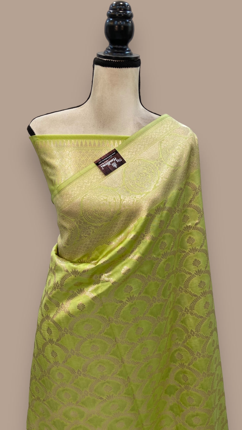 Pure Dupion Silk Banarasi Saree - Gold Zari - The Handlooms
