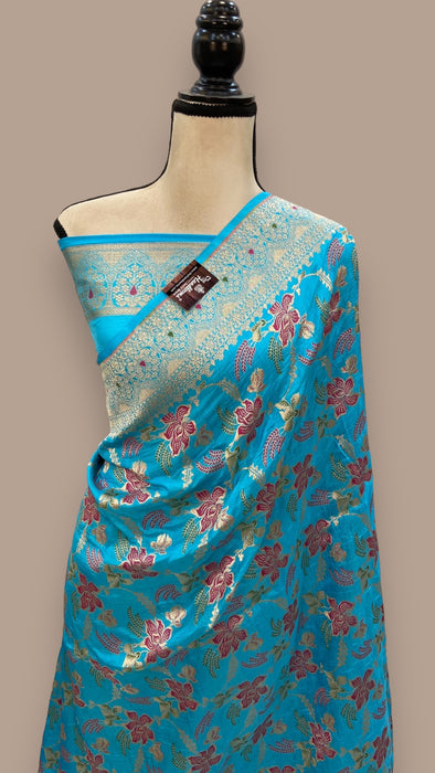 Pure Katan Silk Banarasi Handloom Saree - All over Jaal work - With Meenakari