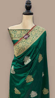 Pure Katan Silk Banarasi Handloom Saree - All over Sona Roopa Kadua motifs - The Handlooms