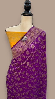 Khaddi Crepe Georgette Banarasi Saree -  Antique zari - The Handlooms