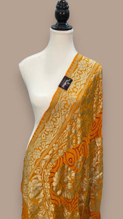Pure Georgette Banarasi Bandhej Handloom Dupatta - The Handlooms