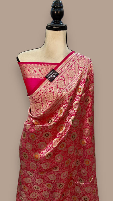 Pure Katan Silk Banarasi Handloom Saree - Tanchui Brocade With Meenakari