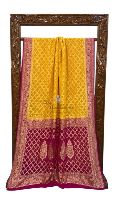 Pure Khaddi Georgette Banarasi Saree -  Gold zari