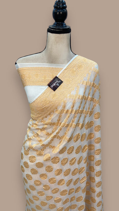 Pure Khaddi Georgette Banarasi Saree -  Gold zari