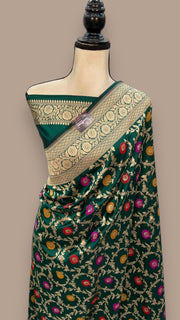 Pure Katan Silk Banarasi Handloom Saree - All over Jaal work - With Meenakari - The Handlooms