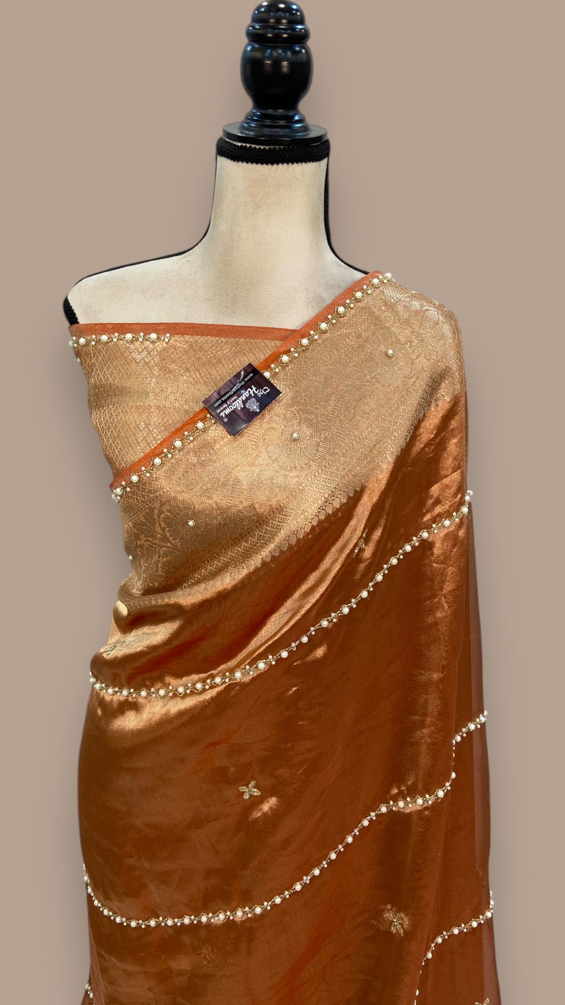 Pure Kora Tissue Handloom Banarasi Saree - Handwork - The Handlooms