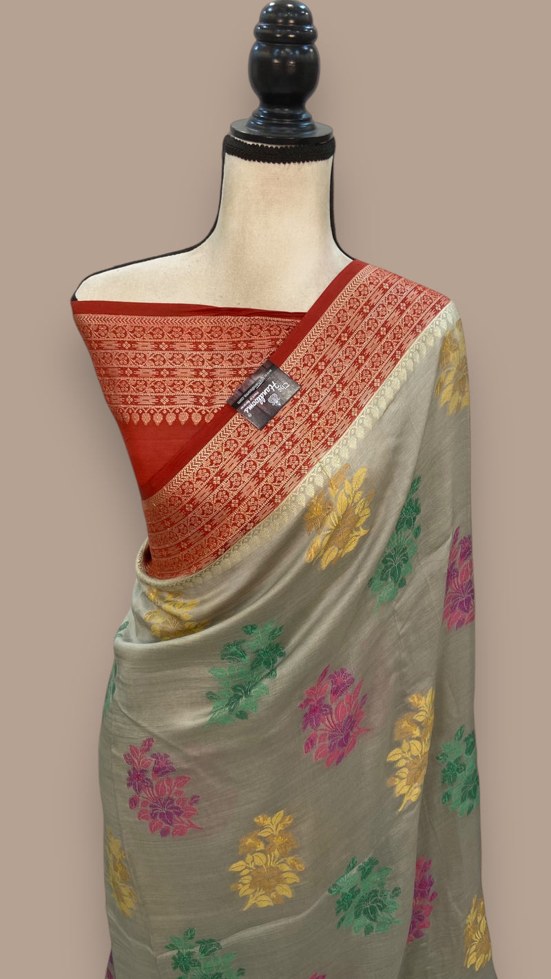 Pure Butter Crepe Banarasi Saree - The Handlooms