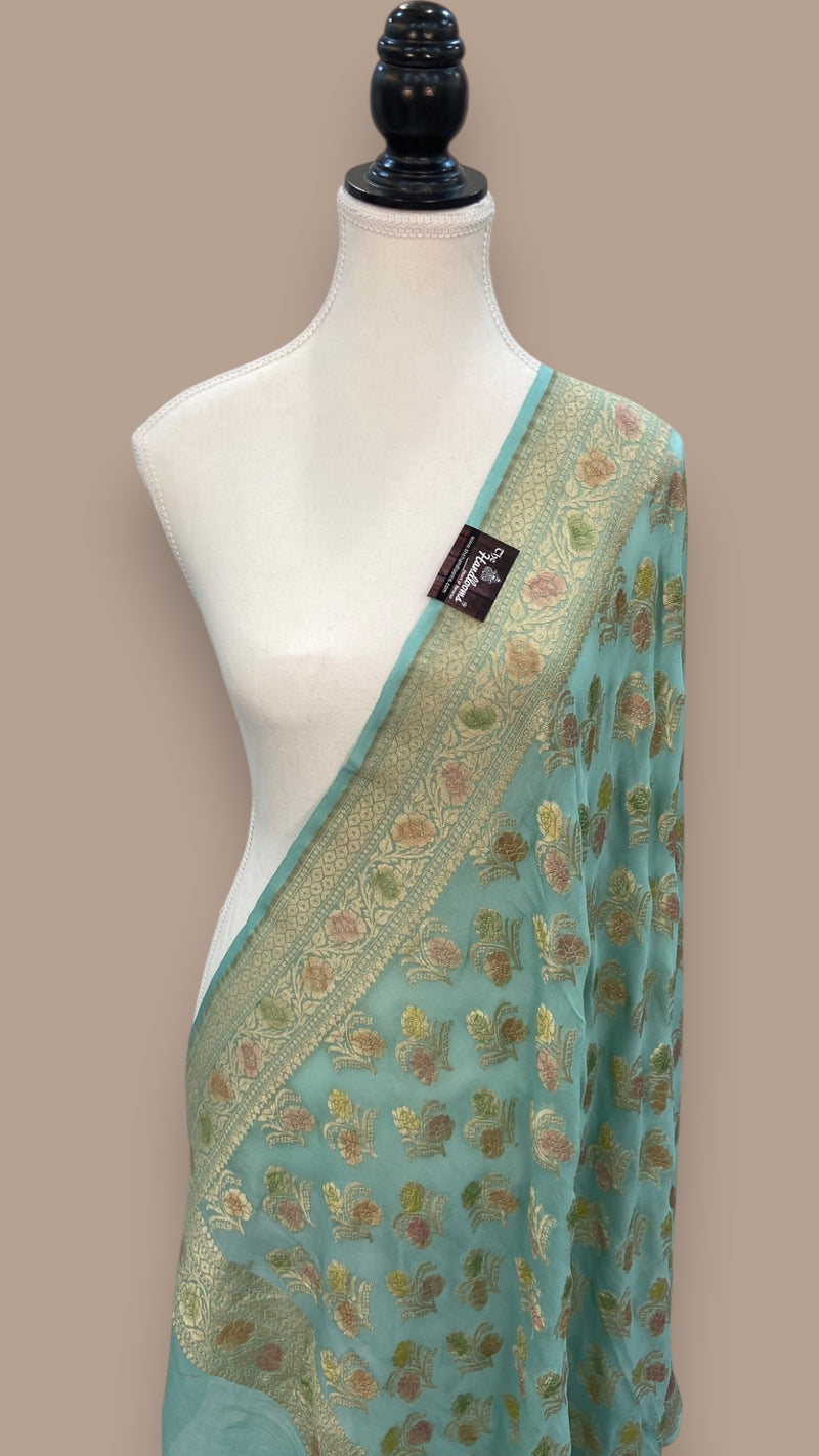 Khaddi Georgette Handloom Banarasi Dupatta - The Handlooms