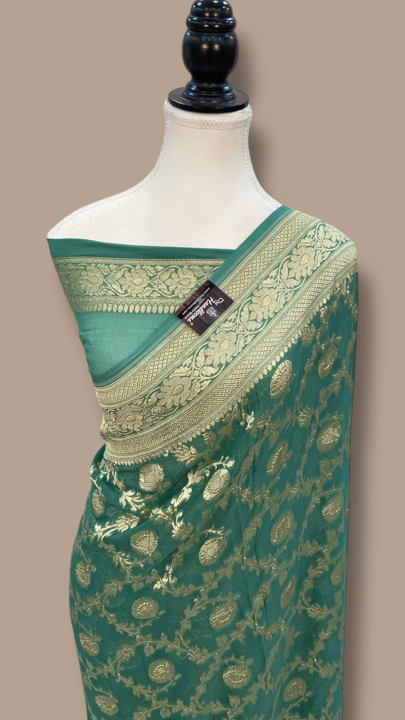 Khaddi Georgette Handloom Banarasi Saree - The Handlooms