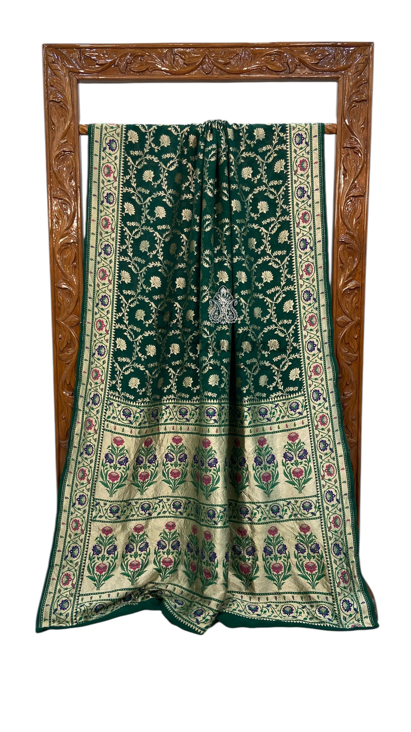 Pure Georgette Banarasi Handloom Saree - with meenakari work - The Handlooms