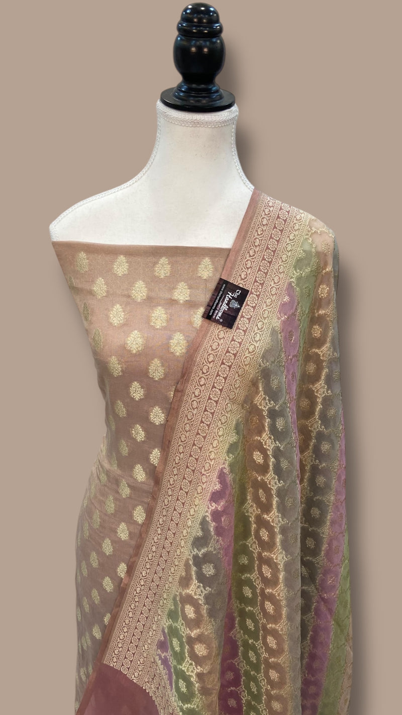 Tissue Khaddi Georgette Banarasi Dress material - The Handlooms