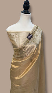 Pure Kora Tissue Handloom Banarasi Saree - Handwork - The Handlooms