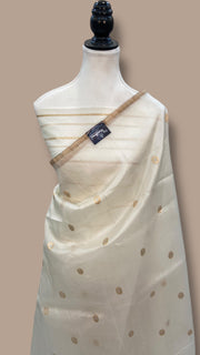 White Pure Kora Handloom Banarasi Saree - The Handlooms