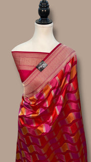 Pure Katan Silk Banarasi Handloom Saree - All over Jaal Work With Rangkart - The Handlooms