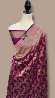 Pure Katan Silk Banarasi Handloom Saree - All over Jaal Work With Meenakari - The Handlooms