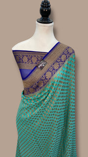 Khaddi Georgette Handloom Banarasi Saree - Antique Zari - The Handlooms