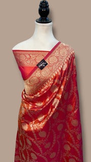 Pure Katan Silk Banarasi Handloom Saree - All over Jaal work - The Handlooms