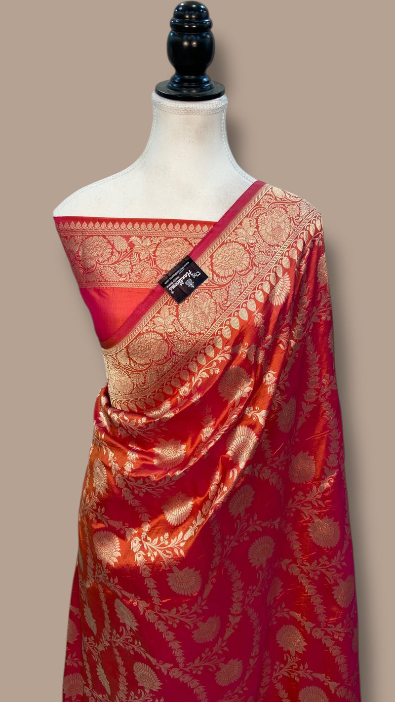 Pure Katan Silk Banarasi Handloom Saree - All over Jaal work - The Handlooms