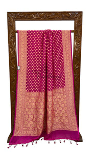 Magenta Pure Khaddi Georgette Banarasi Saree - Gold Zari - The Handlooms