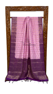 Lilac Pure Chiniya Silk Handloom Banarasi Saree - The Handlooms