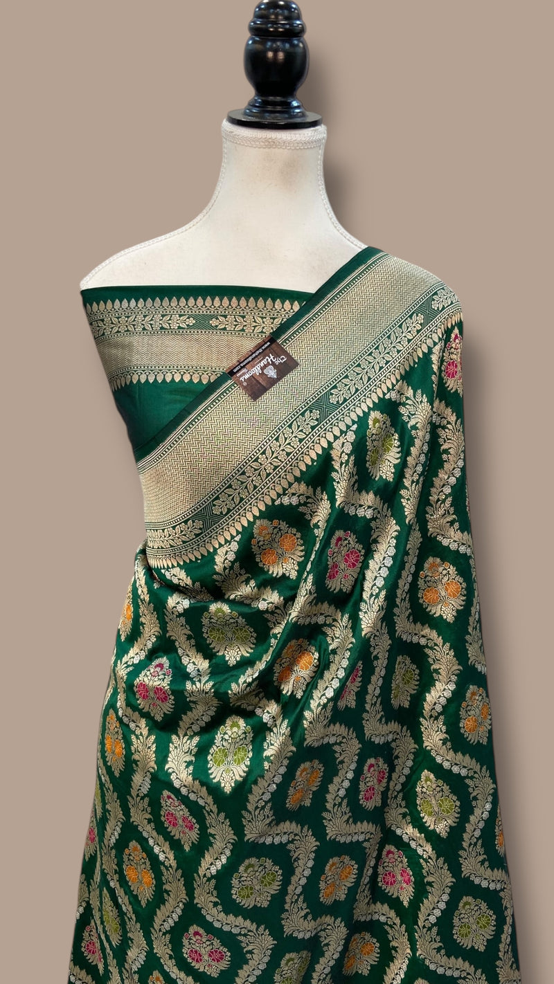 Pure Katan Silk Banarasi Handloom Saree - All over Jaal work With Meenakari - The Handlooms