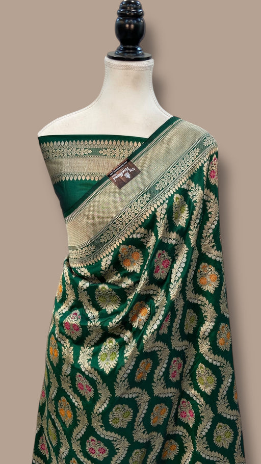 Pure Katan Silk Banarasi Handloom Saree - All over Jaal work With Meenakari - The Handlooms