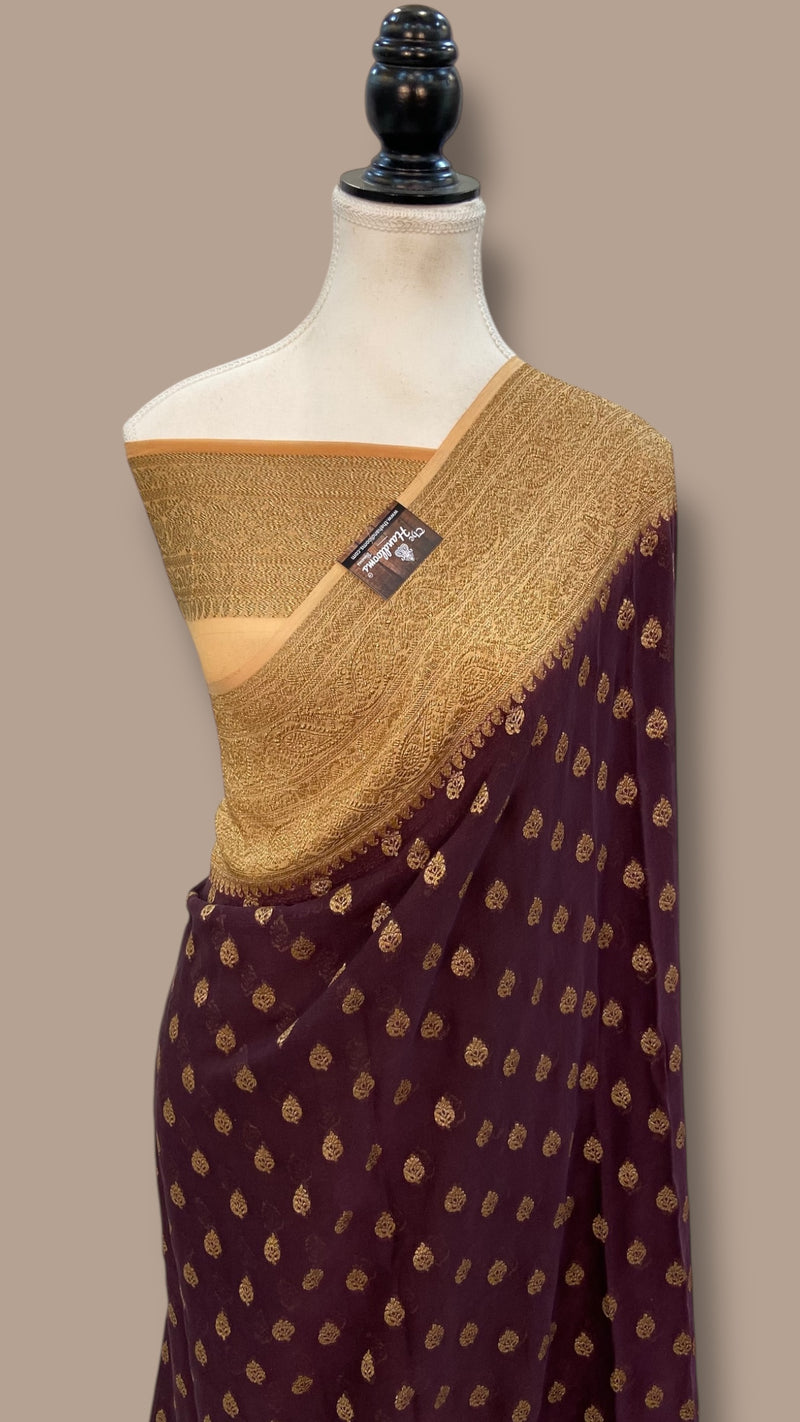 Pure Khaddi Georgette Handloom Banarasi Saree - The Handlooms