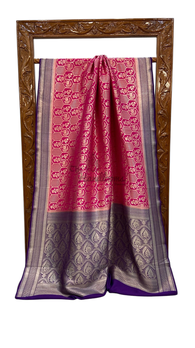 Pure Satan Silk Banarasi Handloom Saree - All Over Jaal  Work - The Handlooms
