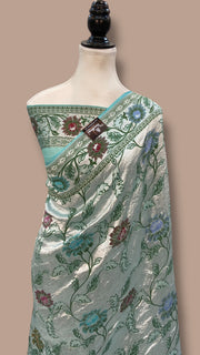 Pure Tussar Georgette Brocade Handloom Banarasi Saree - The Handlooms