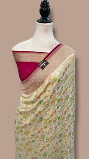 Pure Khaddi Georgette Handloom Banarasi Saree with water zari - The Handlooms