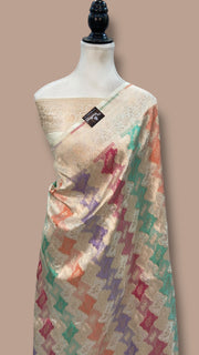 Pure Katan Silk Banarasi Handloom Saree - All over Jaal Work With Rangkart - The Handlooms