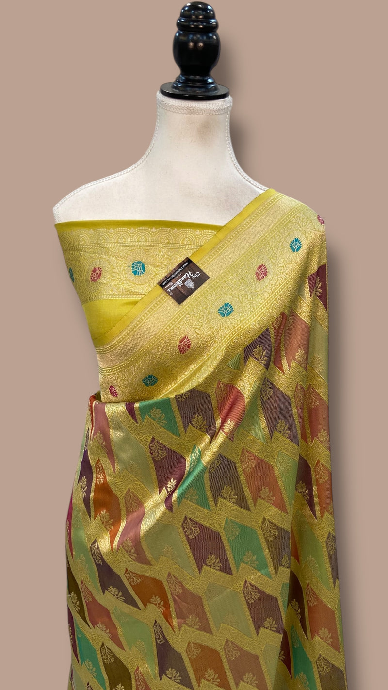 Ektara Pure Katan Silk Banarasi Handloom Saree - All over kadiyal Jaal work - The Handlooms