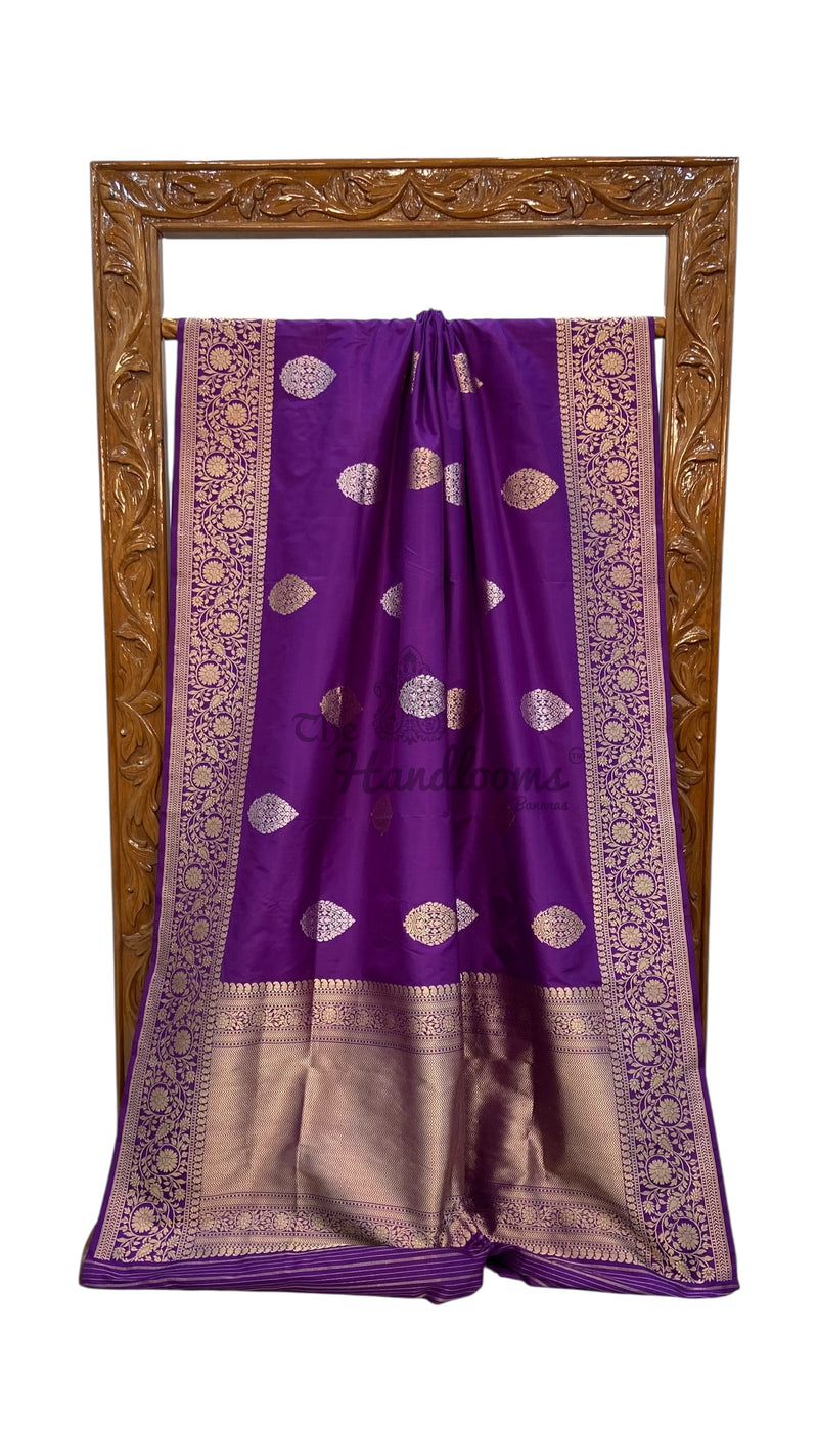 Pure Katan Silk Banarasi Handloom Saree - All Over Sona Roopa Kadua Boota - The Handlooms