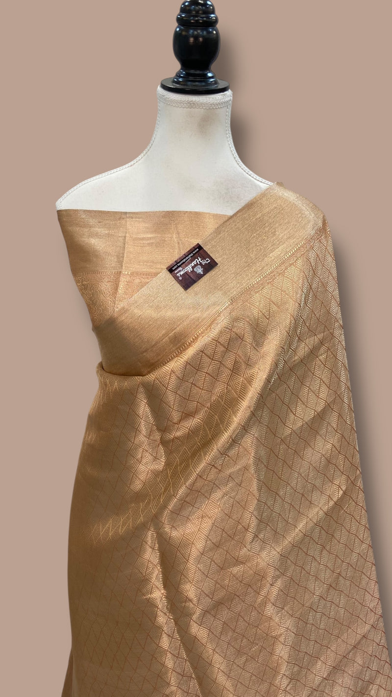 Pure Kora Tissue Tanchui Handloom Banarasi Saree - The Handlooms