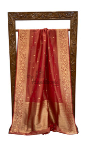 Pure Katan Tissue Silk Handloom Banarasi Saree - All Over Kadua Motifs - The Handlooms