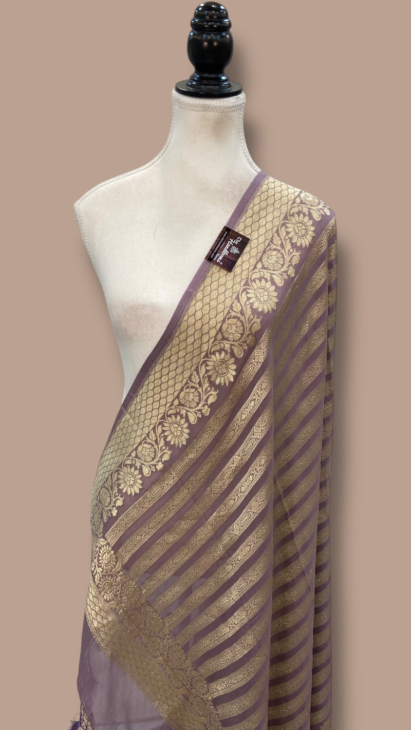 Pure Khaddi Georgette Dupatta - water zari - The Handlooms