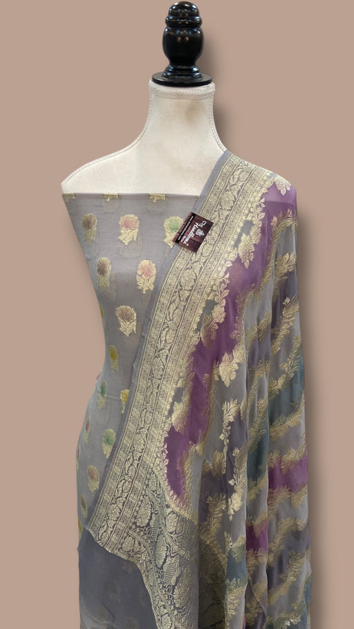 Khaddi Georgette Banarasi Dress material Water Zari - The Handlooms