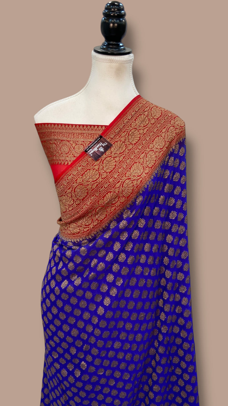 Pure Khaddi Georgette Handloom Banarasi Saree - The Handlooms