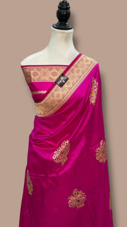 Pure Katan Silk Banarasi Handloom Saree - All Over Kadiyal Boota - The Handlooms