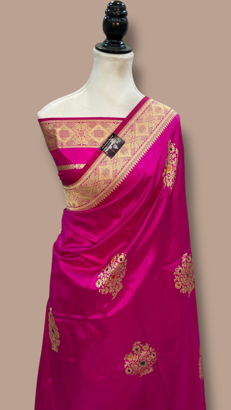 Pure Katan Silk Banarasi Handloom Saree - All Over Kadiyal Boota - The Handlooms